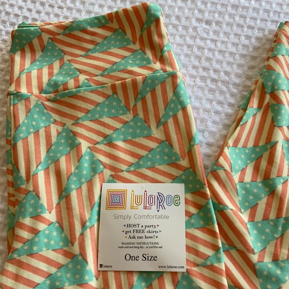 NEW! LULAROE Patriotic ONE SIZE OS Leggings Pastel